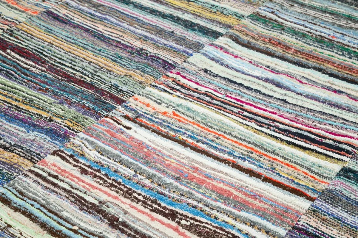 Chaput Patchwork Multi Renk Pamuk Üzerine Yün El Dokuma Kilim-280x355 - Görsel 5