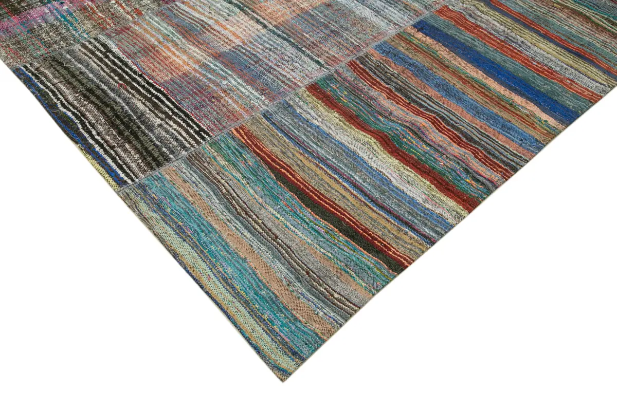 Chaput Patchwork Multi Renk Pamuk Üzerine Yün El Dokuma Kilim-310x376 - Görsel 4