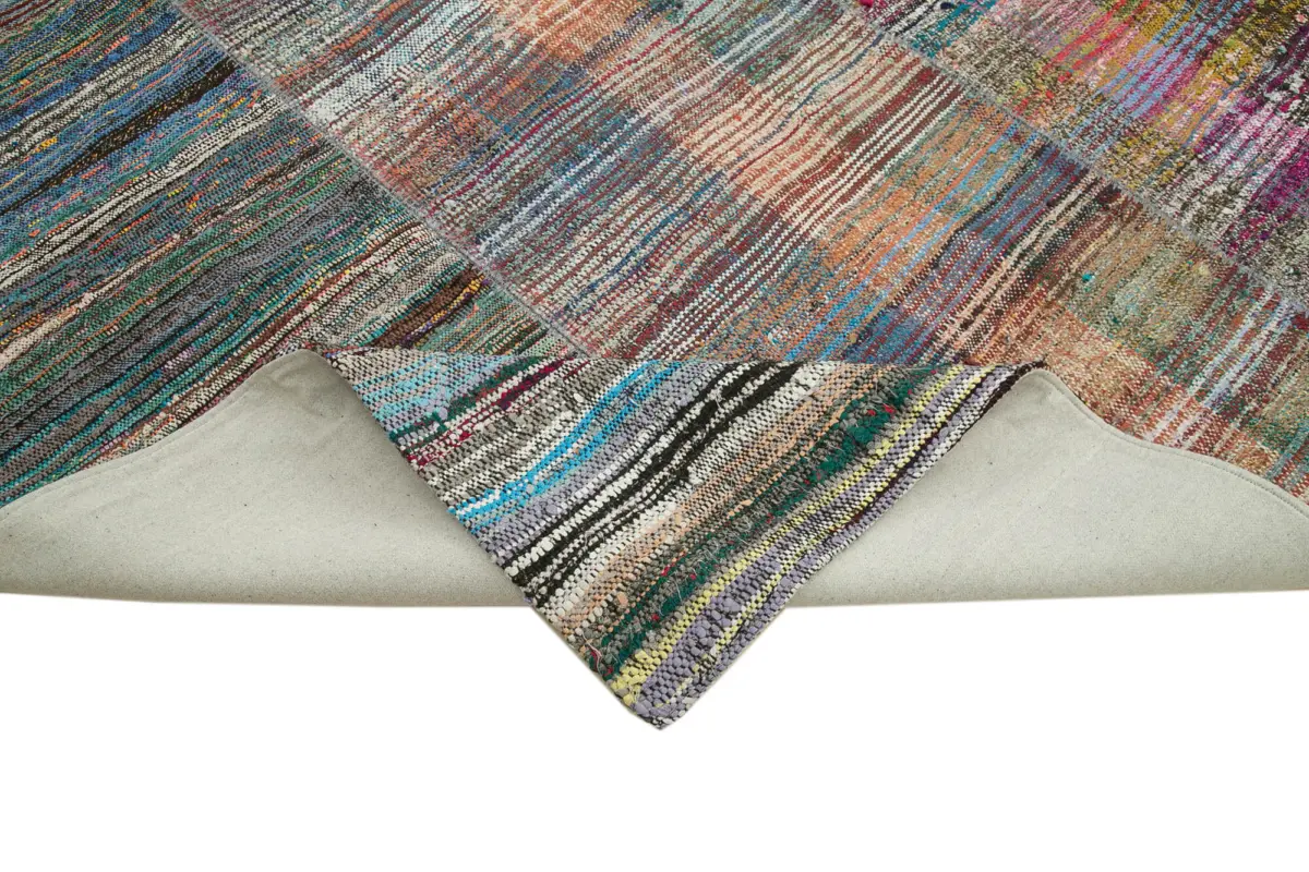 Chaput Patchwork Multi Renk Pamuk Üzerine Yün El Dokuma Kilim-310x376 - Görsel 6