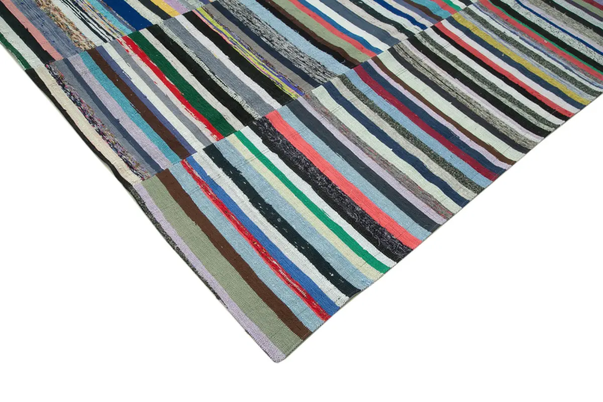 Chaput Patchwork Multi Renk Pamuk Üzerine Yün El Dokuma Kilim-312x443 - Görsel 4