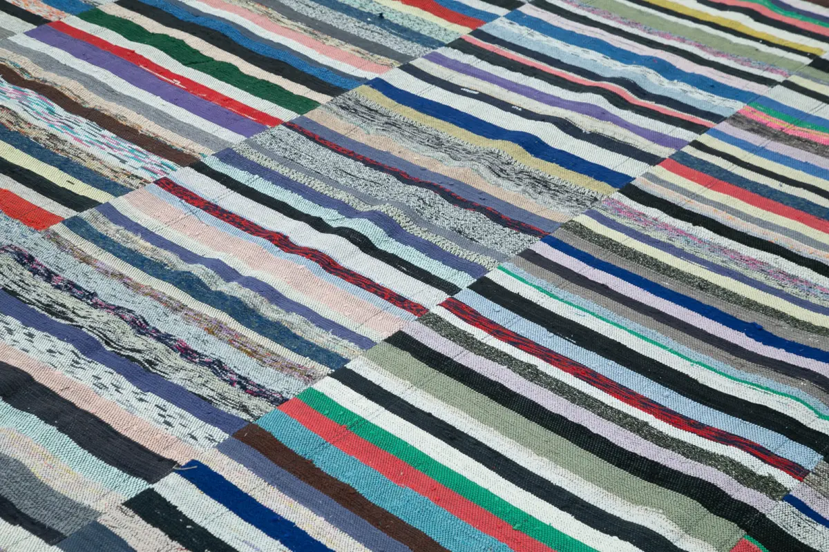 Chaput Patchwork Multi Renk Pamuk Üzerine Yün El Dokuma Kilim-312x443 - Görsel 5