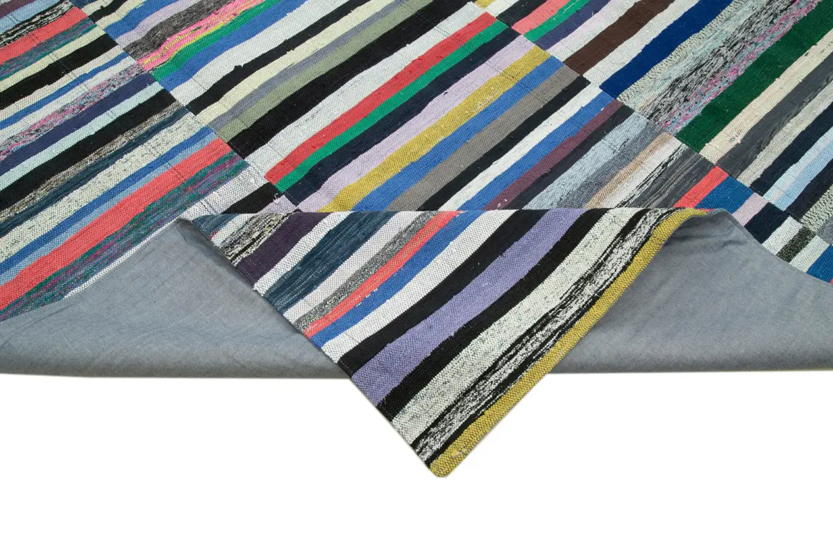 Chaput Patchwork Multi Renk Pamuk Üzerine Yün El Dokuma Kilim-312x443 - Görsel 6