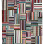 Chaput Patchwork Multi Renk Pamuk Üzerine Yün El Dokuma Kilim-357x457