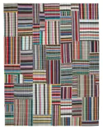 Chaput Patchwork Multi Renk Pamuk Üzerine Yün El Dokuma Kilim-357x457