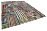 Chaput Patchwork Multi Renk Pamuk Üzerine Yün El Dokuma Kilim-357x457 - Görsel 2