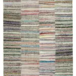 Chaput Patchwork Multi Renk Pamuk Üzerine Yün El Dokuma Kilim-276x386