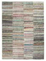 Chaput Patchwork Multi Renk Pamuk Üzerine Yün El Dokuma Kilim-276x386