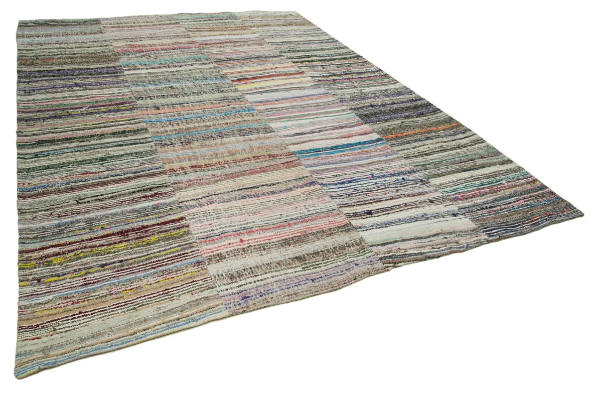 Chaput Patchwork Multi Renk Pamuk Üzerine Yün El Dokuma Kilim-276x386 - Görsel 2