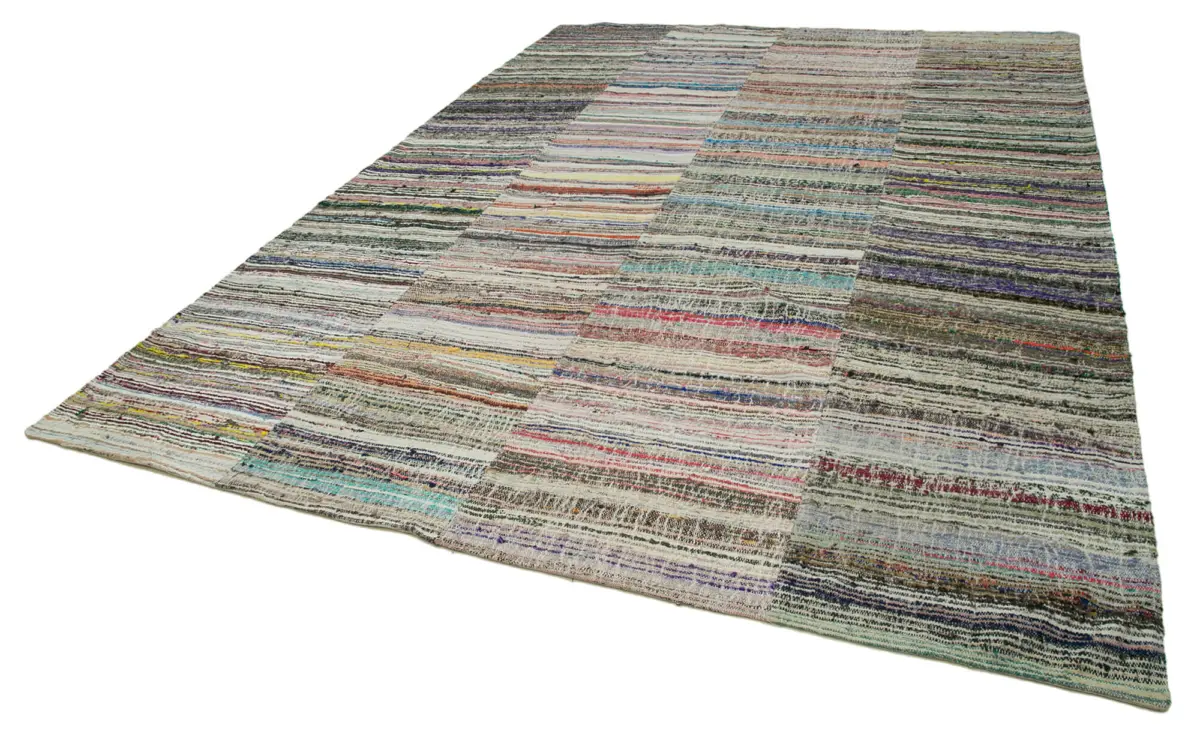 Chaput Patchwork Multi Renk Pamuk Üzerine Yün El Dokuma Kilim-276x386 - Görsel 3