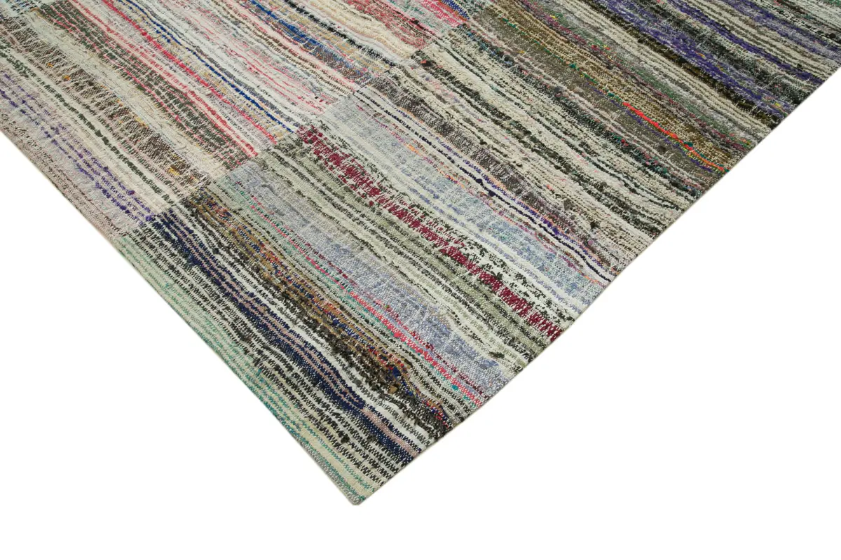Chaput Patchwork Multi Renk Pamuk Üzerine Yün El Dokuma Kilim-276x386 - Görsel 4