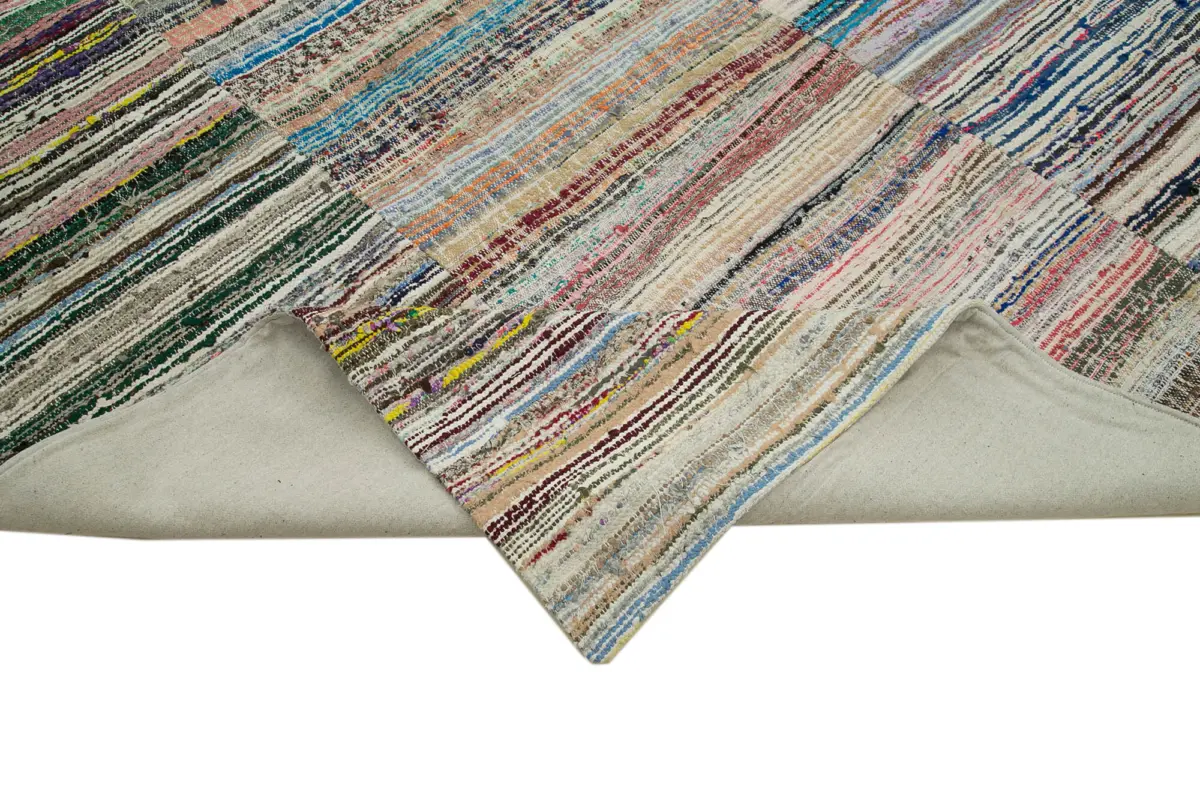 Chaput Patchwork Multi Renk Pamuk Üzerine Yün El Dokuma Kilim-276x386 - Görsel 6