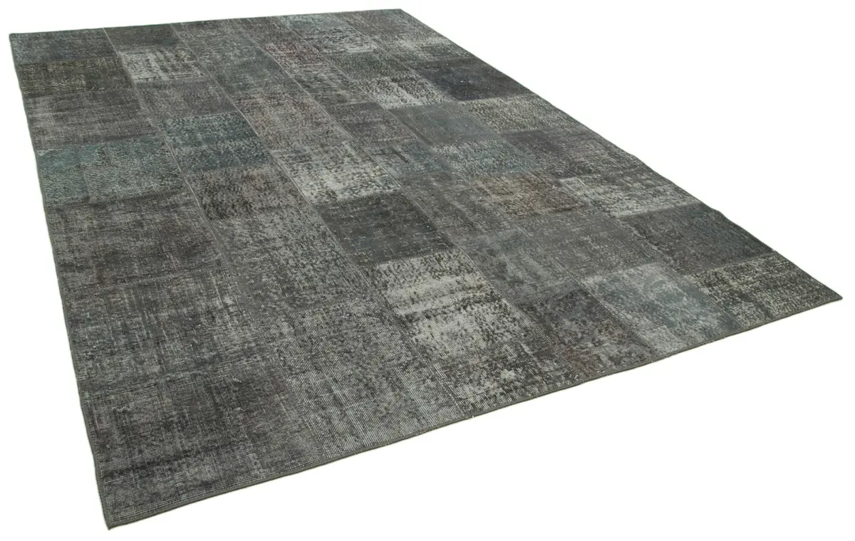 Patchwork Gri Pamuk Üzerine Yün El Dokuma Kilim-248x351 - Görsel 2