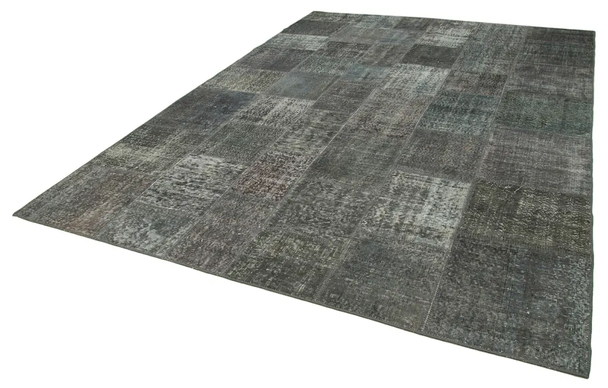 Patchwork Gri Pamuk Üzerine Yün El Dokuma Kilim-248x351 - Görsel 3