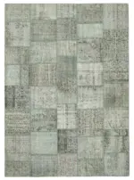 Patchwork Mavi Pamuk Üzerine Yün El Dokuma Kilim-250x350