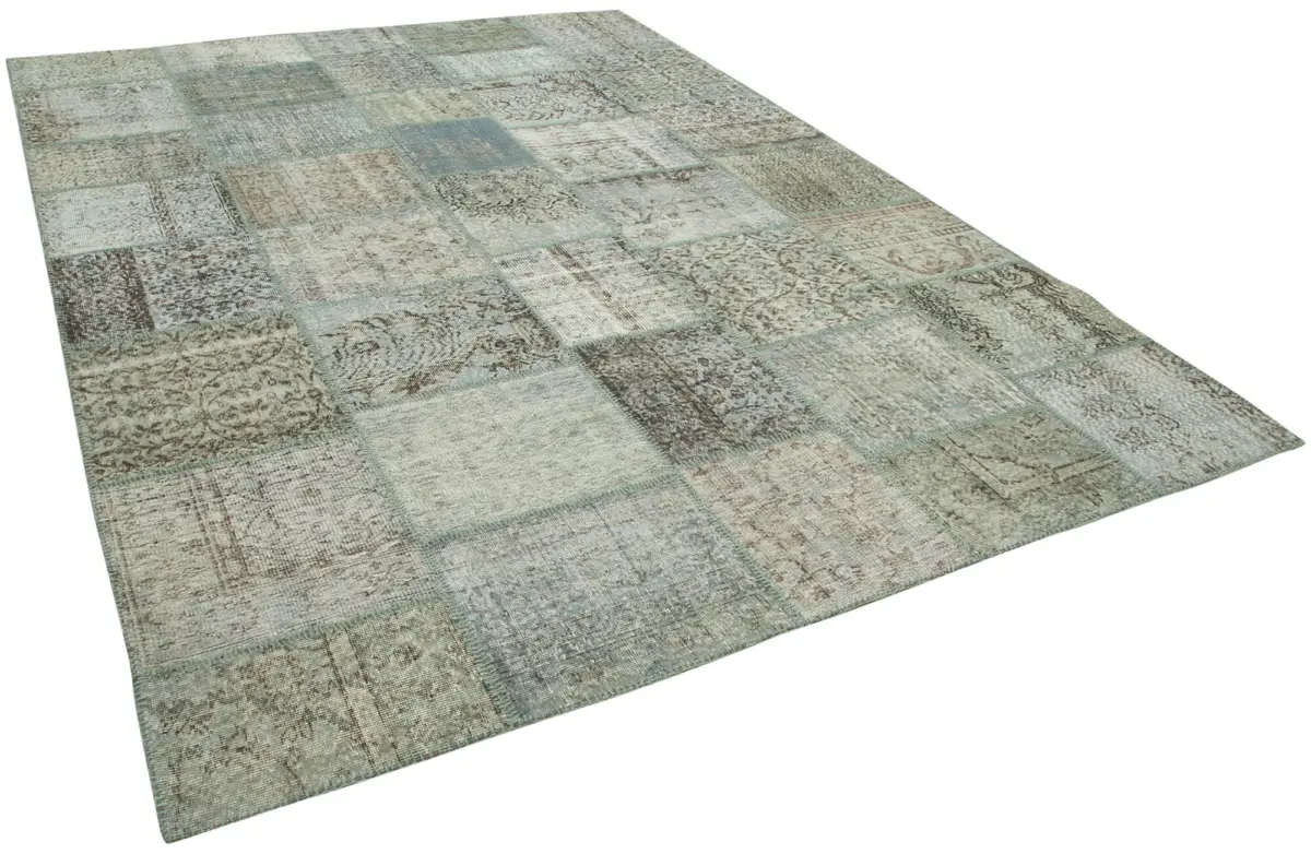 Patchwork Mavi Pamuk Üzerine Yün El Dokuma Kilim-250x350 - Görsel 2