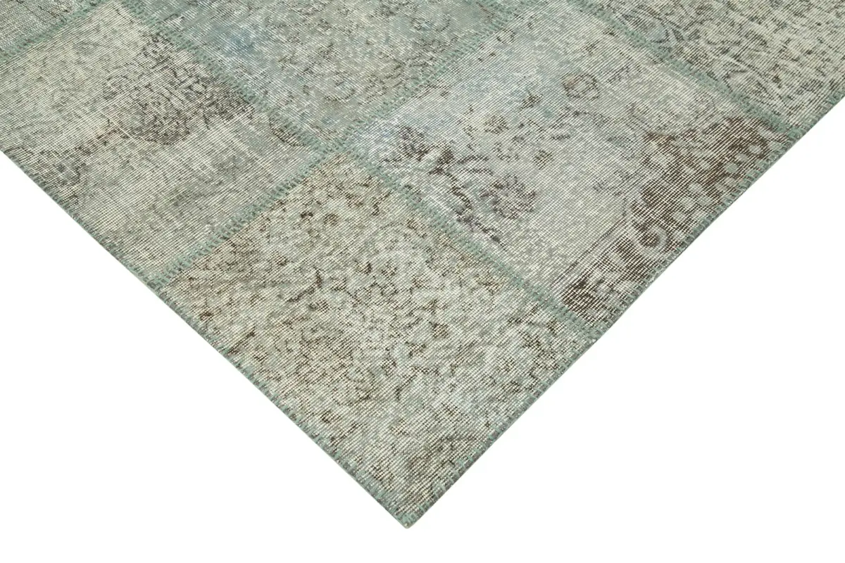 Patchwork Mavi Pamuk Üzerine Yün El Dokuma Kilim-250x350 - Görsel 4