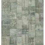Patchwork Mavi Pamuk Üzerine Yün El Dokuma Kilim-250x350