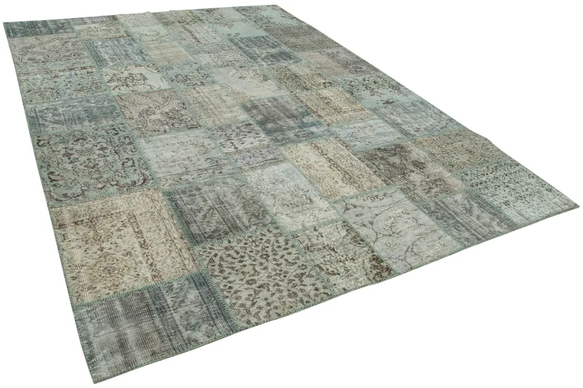 Patchwork Mavi Pamuk Üzerine Yün El Dokuma Kilim-250x350 - Görsel 2