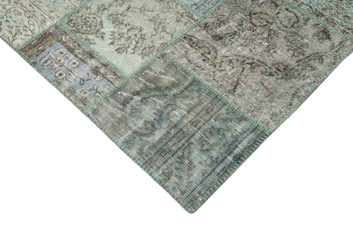 Patchwork Mavi Pamuk Üzerine Yün El Dokuma Kilim-250x350 - Görsel 4
