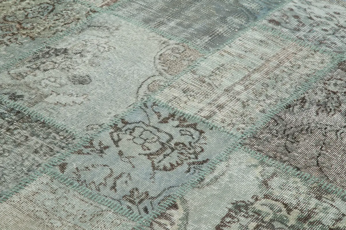 Patchwork Mavi Pamuk Üzerine Yün El Dokuma Kilim-250x350 - Görsel 5