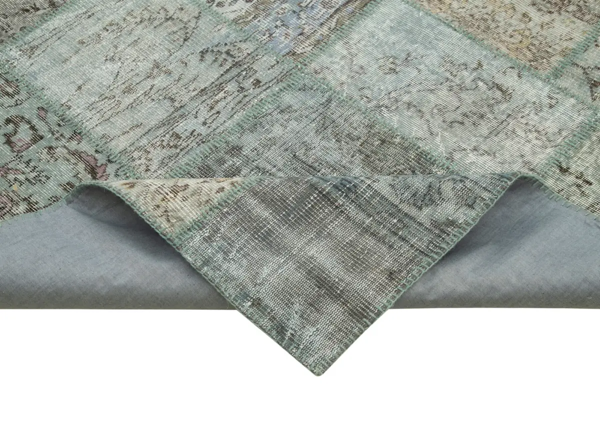 Patchwork Mavi Pamuk Üzerine Yün El Dokuma Kilim-250x350 - Görsel 6