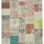 Patchwork Multi Pamuk Üzerine Yün El Dokuma Kilim-249x351