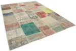 Patchwork Multi Pamuk Üzerine Yün El Dokuma Kilim-249x351 - Görsel 2