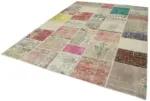 Patchwork Multi Pamuk Üzerine Yün El Dokuma Kilim-249x351 - Görsel 3