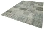 Patchwork Gri Pamuk Üzerine Yün El Dokuma Kilim-252x350 - Görsel 3