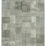 Patchwork Gri Pamuk Üzerine Yün El Dokuma Kilim-250x350