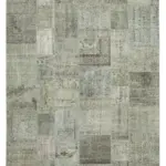 Patchwork Gri Pamuk Üzerine Yün El Dokuma Kilim-250x350