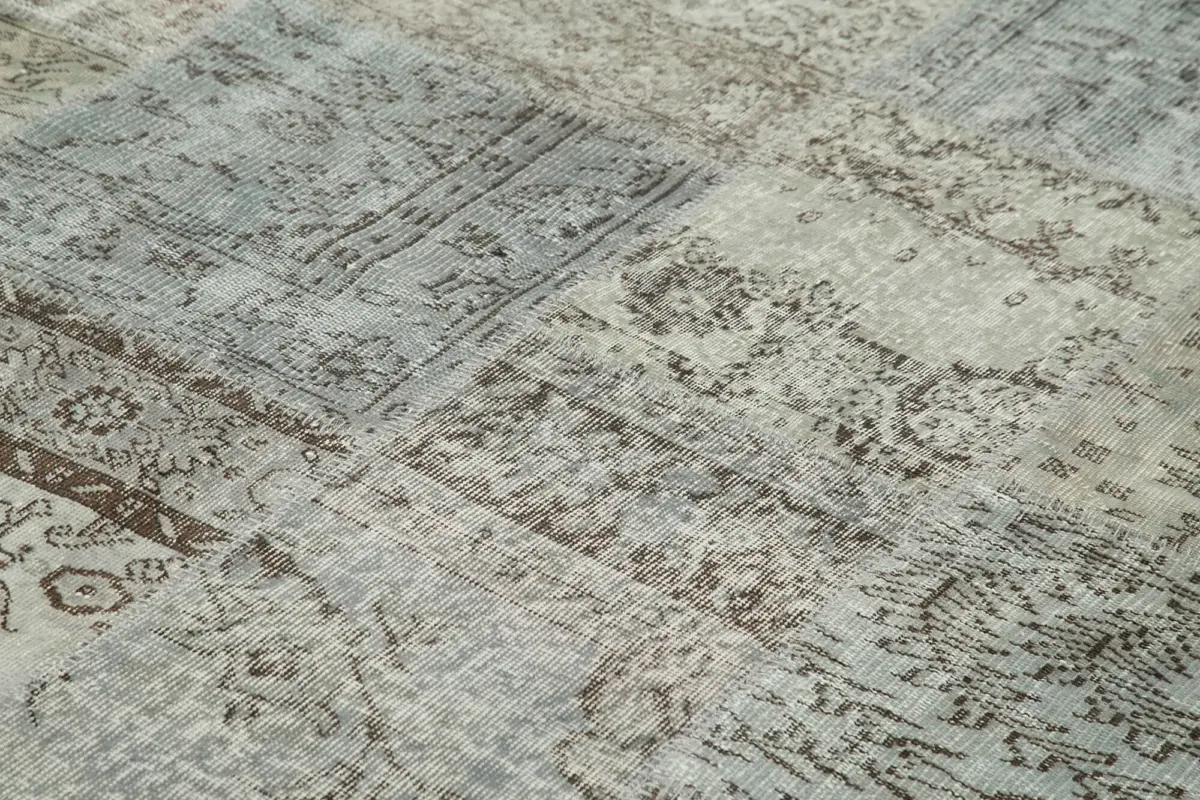 Patchwork Gri Pamuk Üzerine Yün El Dokuma Kilim-250x350 - Görsel 5