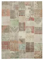 Patchwork Multi Pamuk Üzerine Yün El Dokuma Kilim-250x353