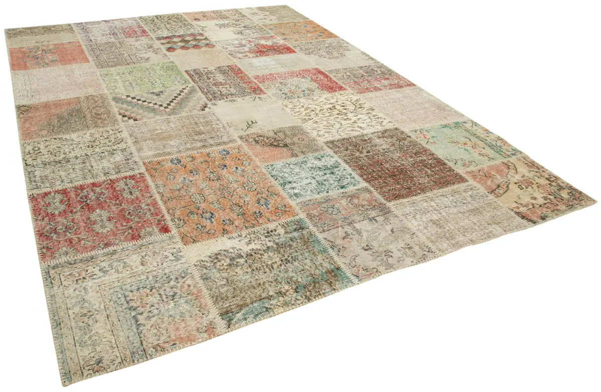 Patchwork Multi Pamuk Üzerine Yün El Dokuma Kilim-250x353 - Görsel 2