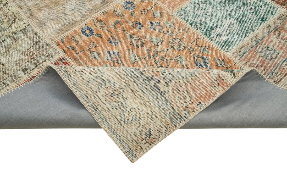 Patchwork Multi Pamuk Üzerine Yün El Dokuma Kilim-250x353 - Görsel 6