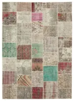 Patchwork Multi Pamuk Üzerine Yün El Dokuma Kilim-250x350