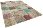 Patchwork Multi Pamuk Üzerine Yün El Dokuma Kilim-250x350 - Görsel 2