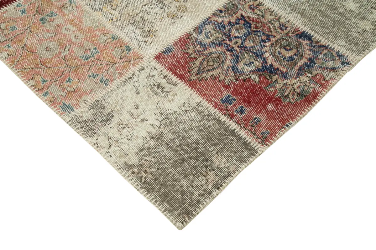 Patchwork Multi Pamuk Üzerine Yün El Dokuma Kilim-250x350 - Görsel 4