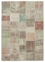 Patchwork Multi Pamuk Üzerine Yün El Dokuma Kilim-250x350