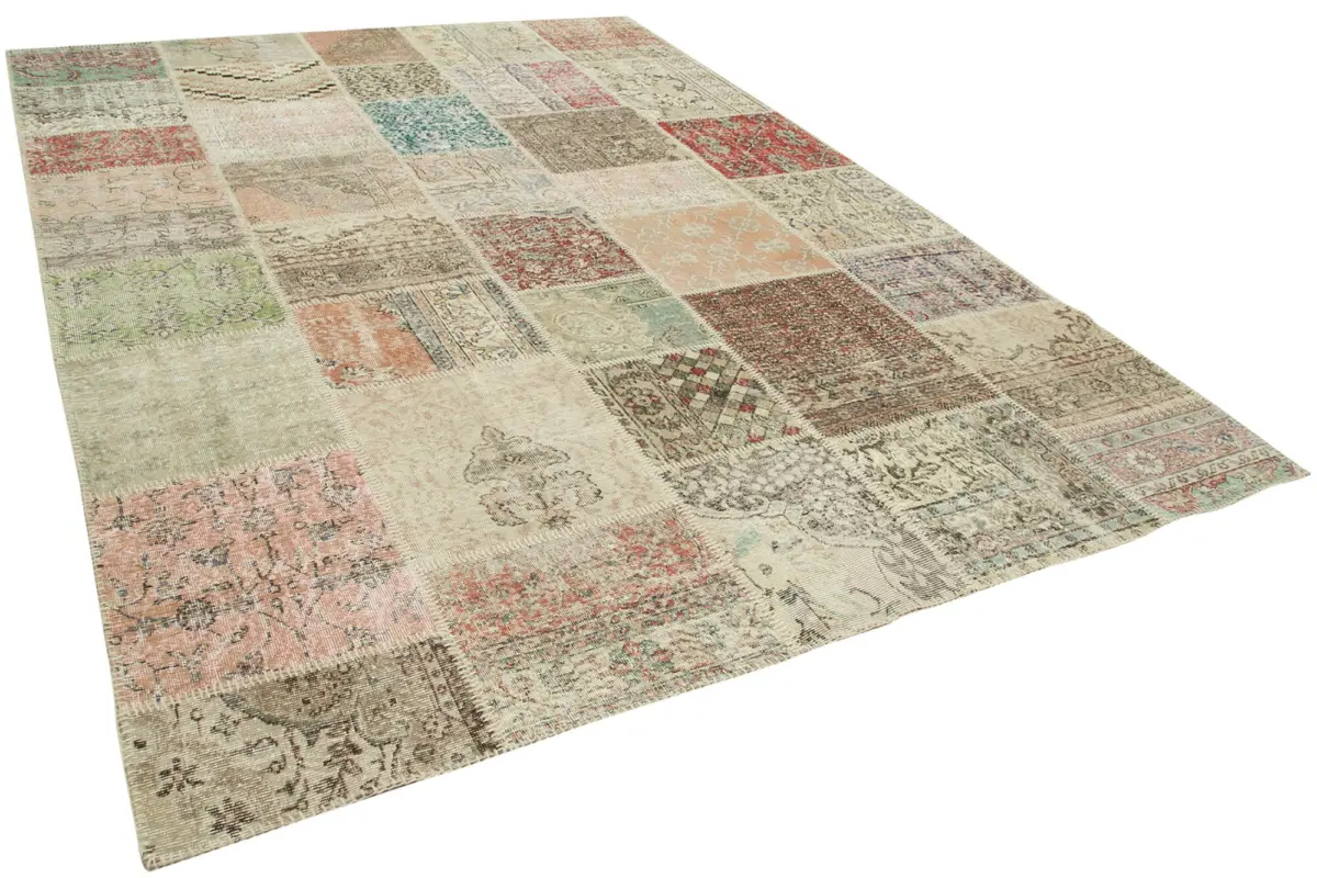 Patchwork Multi Pamuk Üzerine Yün El Dokuma Kilim-250x350 - Görsel 2