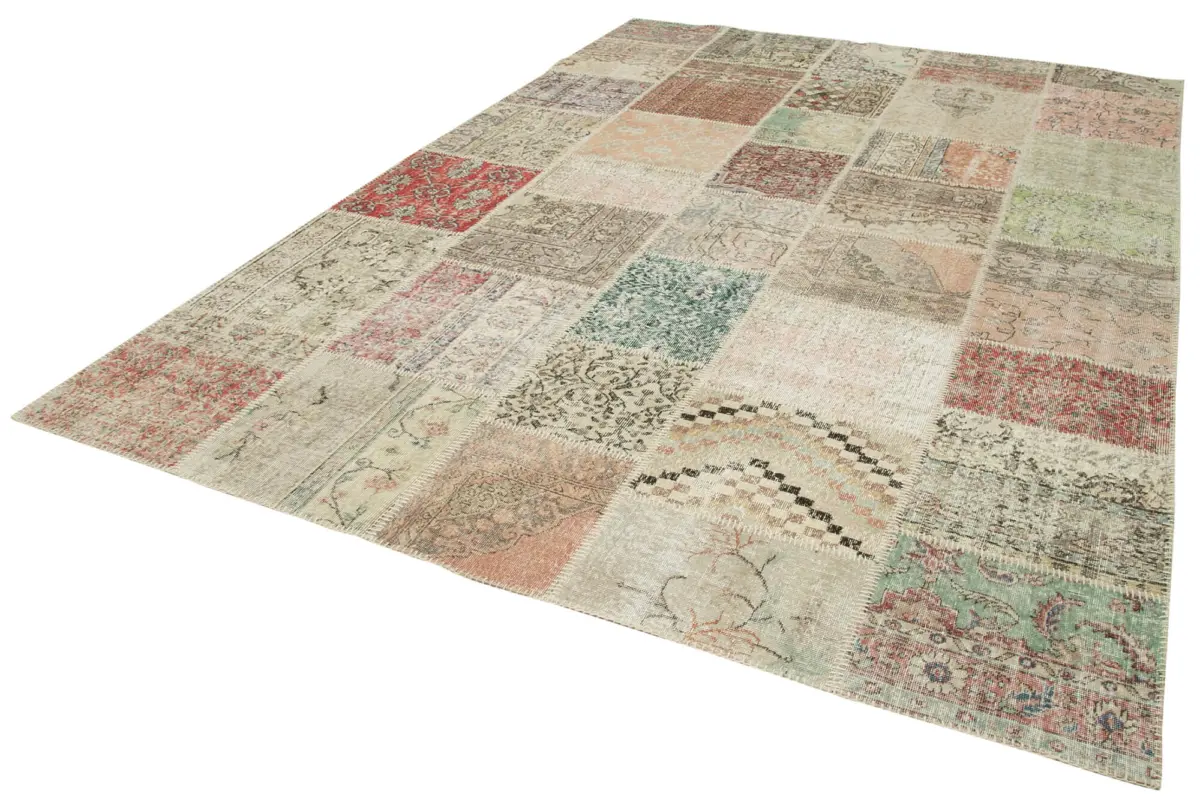 Patchwork Multi Pamuk Üzerine Yün El Dokuma Kilim-250x350 - Görsel 3