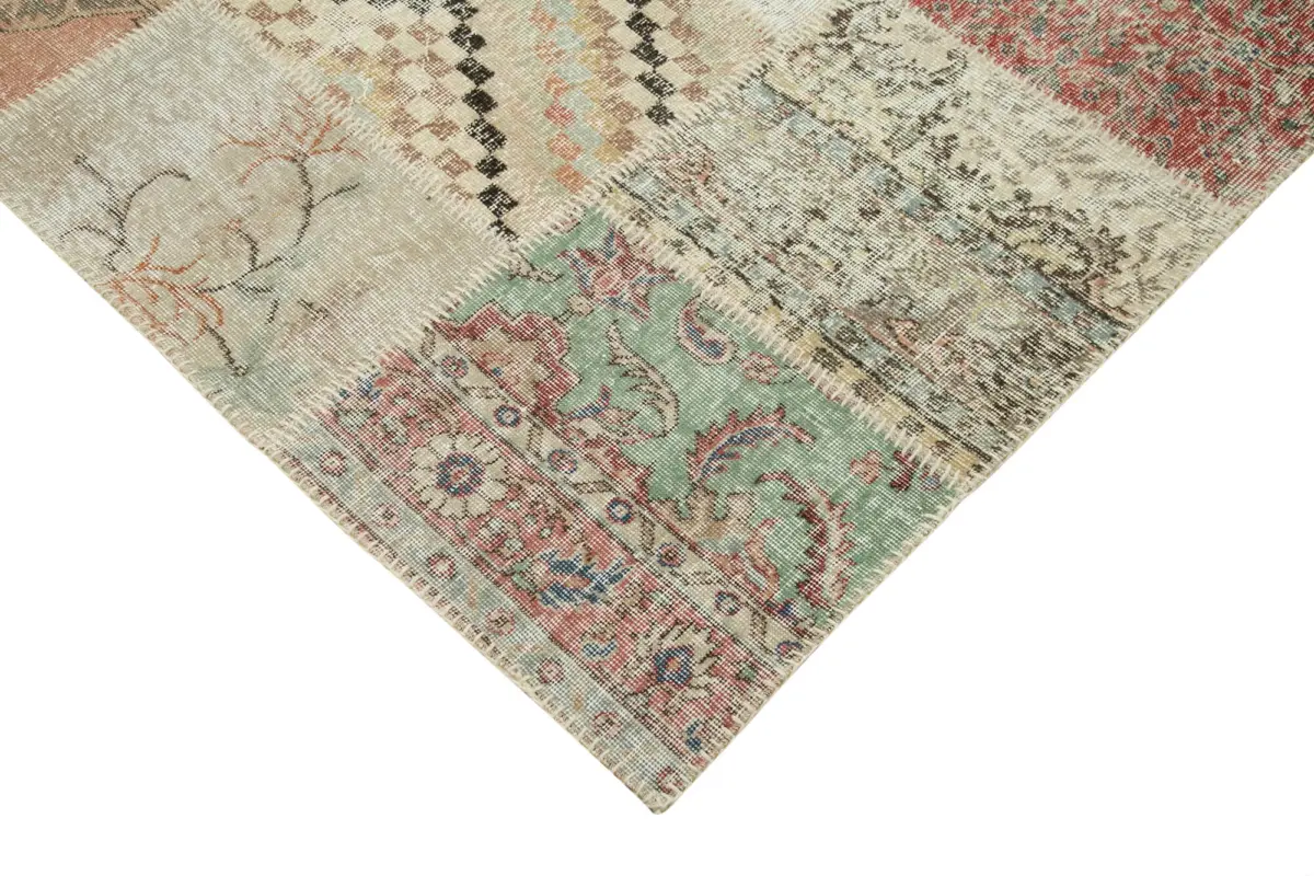 Patchwork Multi Pamuk Üzerine Yün El Dokuma Kilim-250x350 - Görsel 4