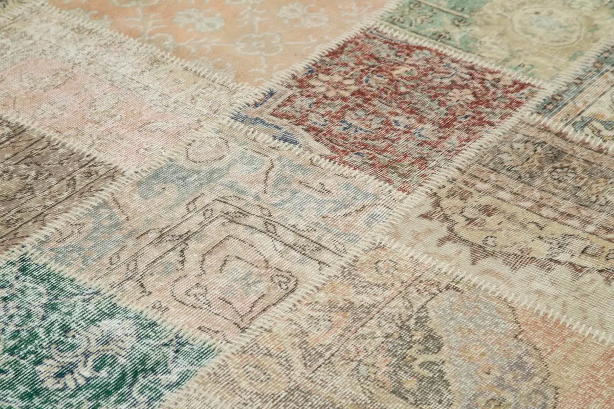 Patchwork Multi Pamuk Üzerine Yün El Dokuma Kilim-250x350 - Görsel 5