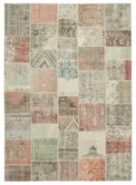 Patchwork Multi Pamuk Üzerine Yün El Dokuma Kilim-249x350