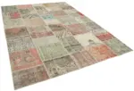 Patchwork Multi Pamuk Üzerine Yün El Dokuma Kilim-249x350 - Görsel 2