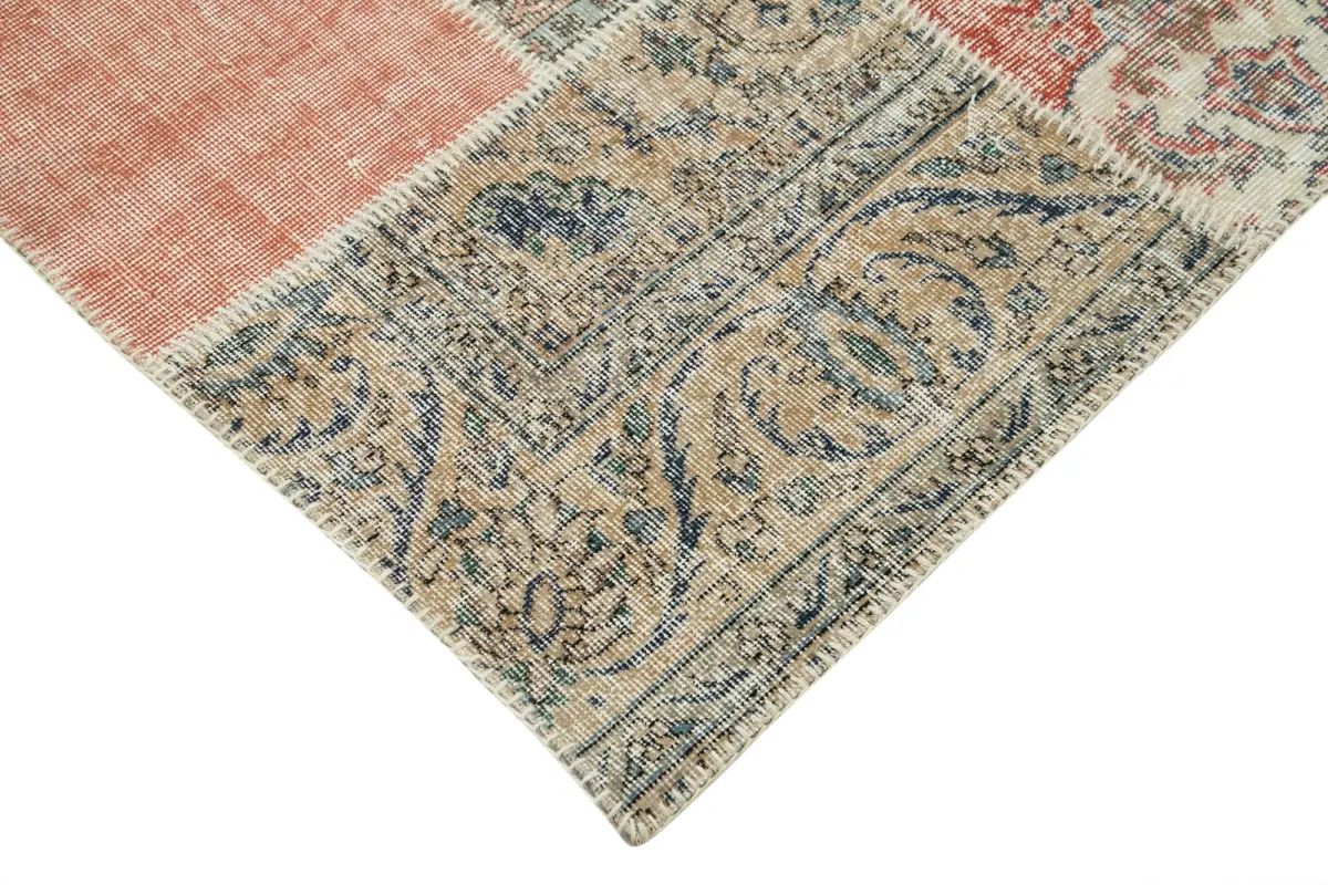 Patchwork Multi Pamuk Üzerine Yün El Dokuma Kilim-249x350 - Görsel 4
