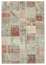 Patchwork Multi Pamuk Üzerine Yün El Dokuma Kilim-246x350