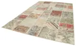 Patchwork Multi Pamuk Üzerine Yün El Dokuma Kilim-246x350 - Görsel 3