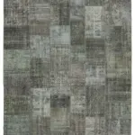 Patchwork Gri Pamuk Üzerine Yün El Dokuma Kilim-247x350