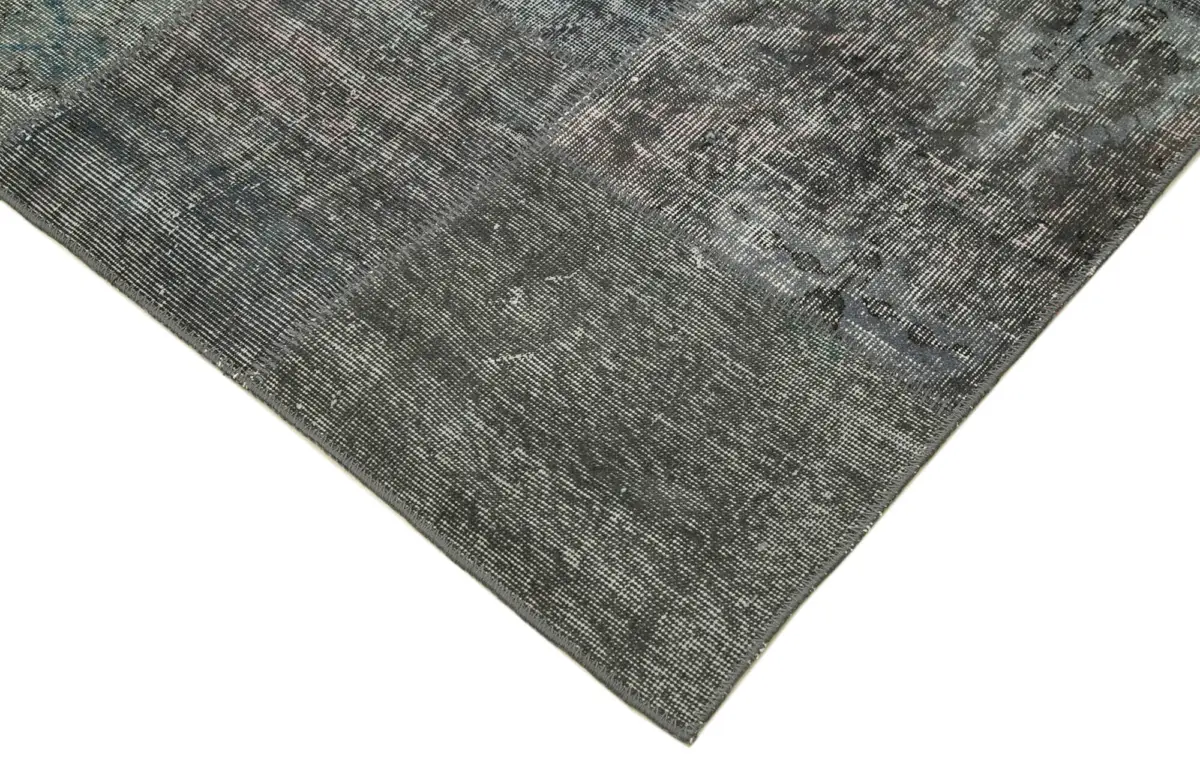 Patchwork Gri Pamuk Üzerine Yün El Dokuma Kilim-247x350 - Görsel 4